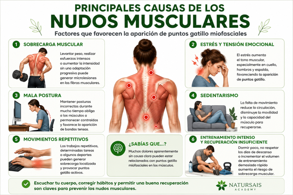 Principales causas de los nudos musculares y puntos gatillo miofasciales