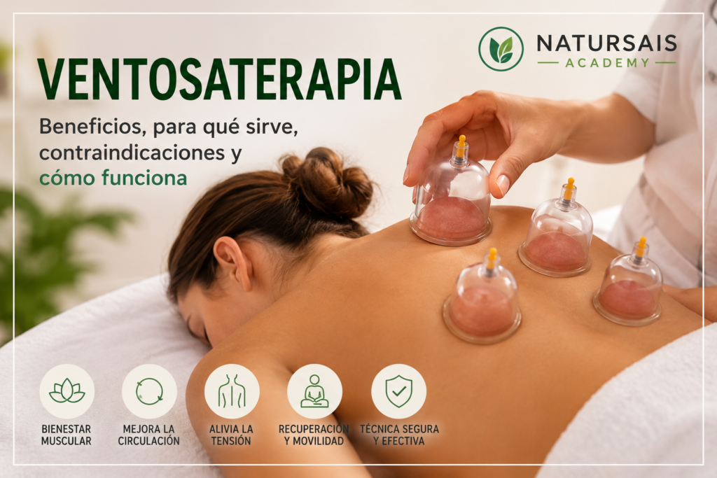 Ventosaterapia aplicada en la espalda mostrando los beneficios y el funcionamiento de las ventosas terapéuticas.