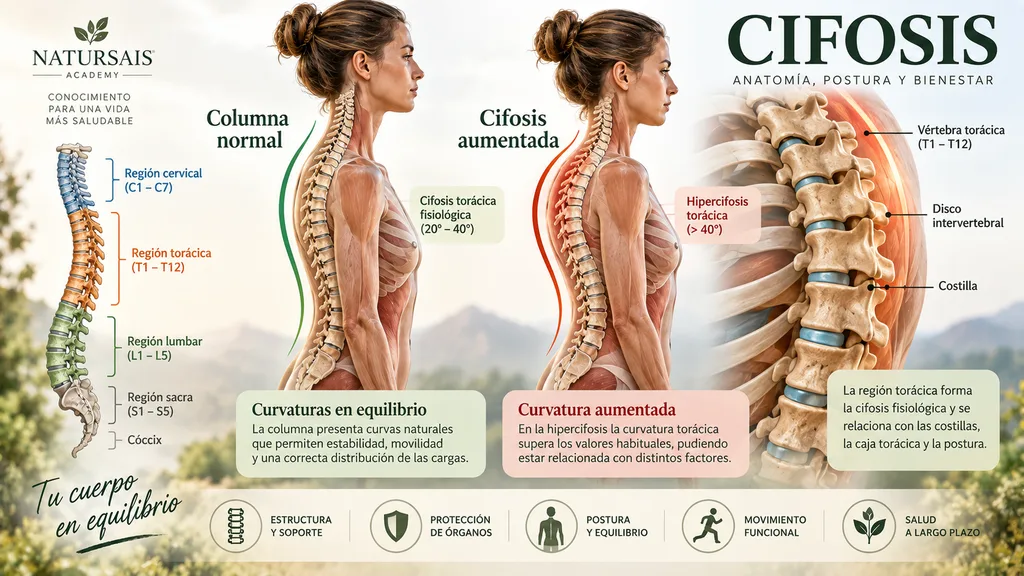 Anatomía de la cifosis, columna vertebral e hipercifosis