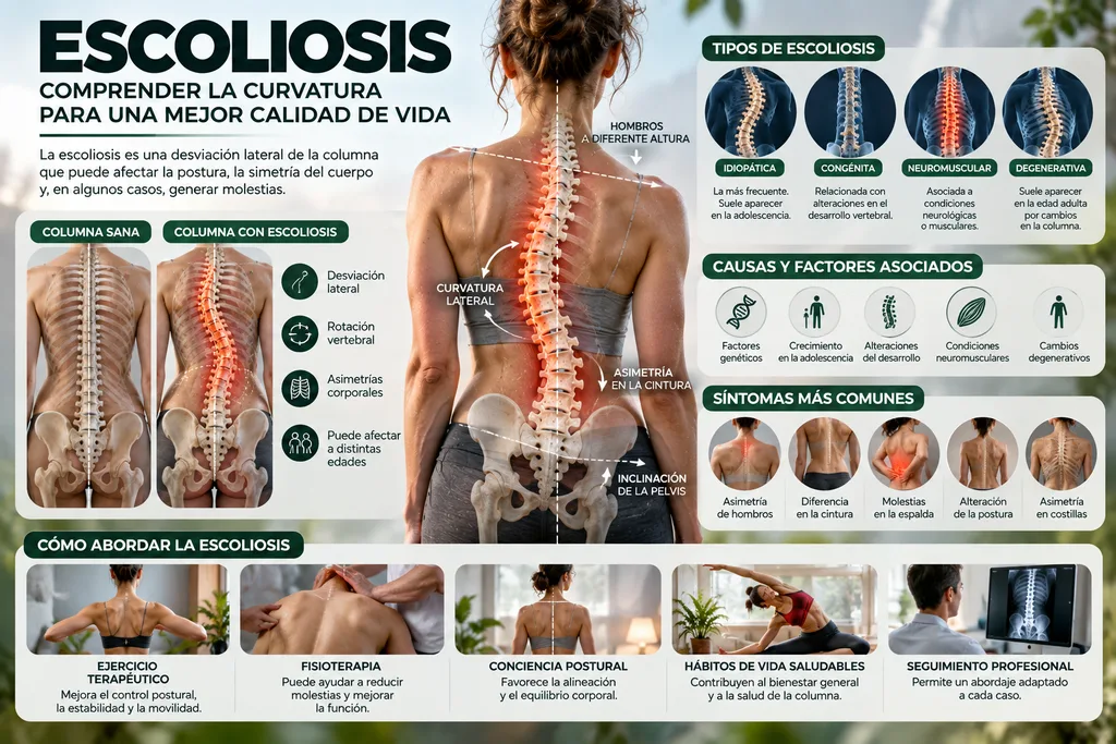 Escoliosis: tipos, causas, síntomas y abordaje