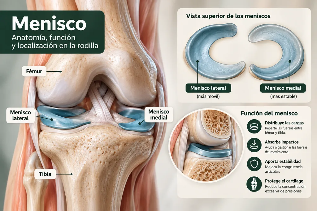 Menisco de la rodilla: anatomía, función y localización