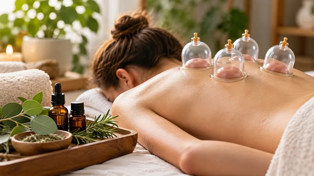 Terapia con ventosas: aplicación y relajación Terapia con ventosas aplicada sobre la espalda