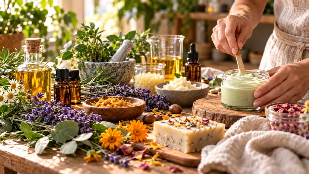 Cosmética artesanal: ingredientes y formulación Cosmética artesanal con aceites vegetales, flores y materias primas naturales