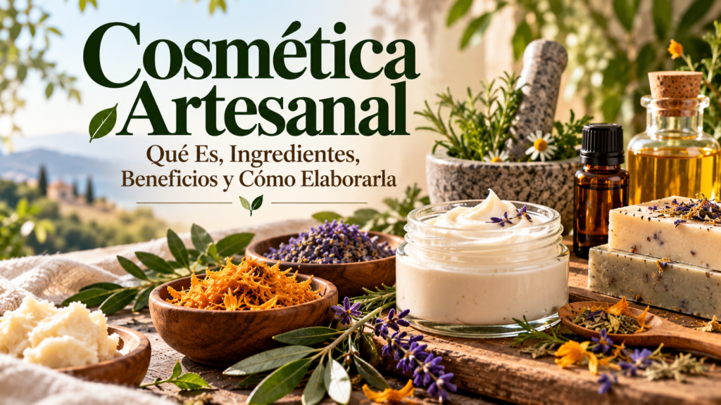 Cosmética artesanal natural con ingredientes y productos cosméticos