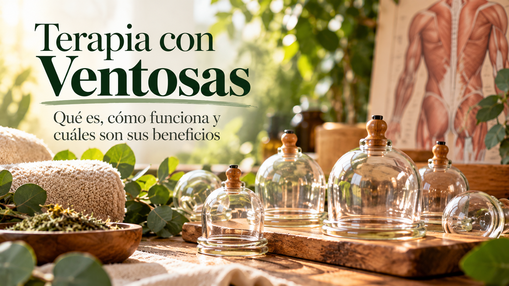 Terapia con ventosas aplicada sobre la espalda